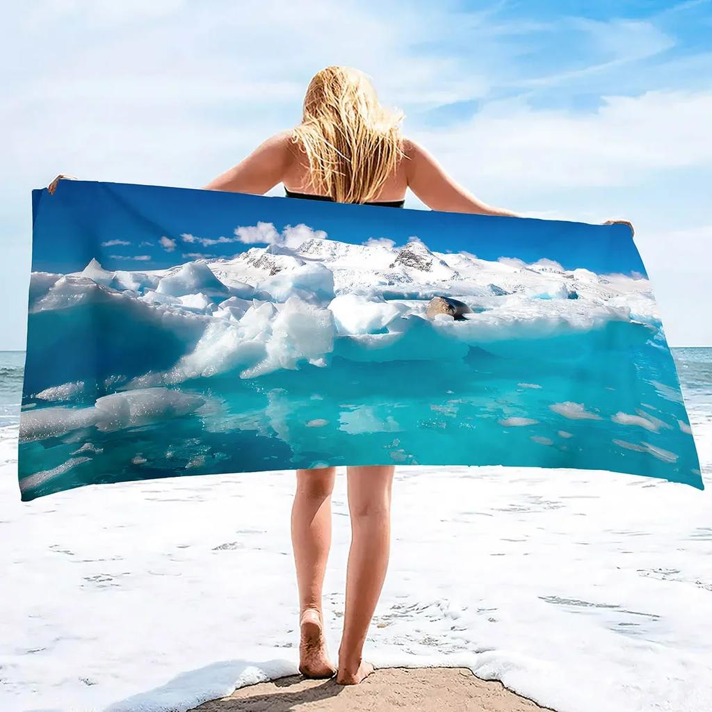 Microfiber Iceberg Beach Towel,Beach Towels Oversized, Quick Dry Sand Free Bath Towel Large, Absorbent Sup Soft Bathroom Towel