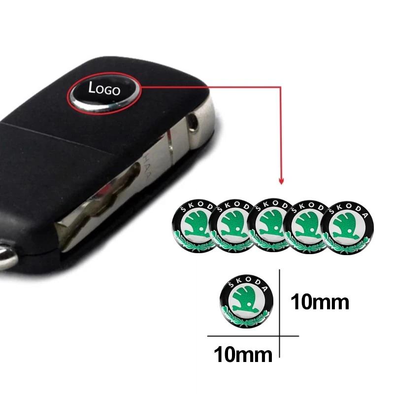 2025 New 10mm Car Remote Key Sticker Aluminum Emblem Decal For Skoda Octavia Kodiaq Fabia Superb Rapid Kamiq Karoq Derivati Yeti
