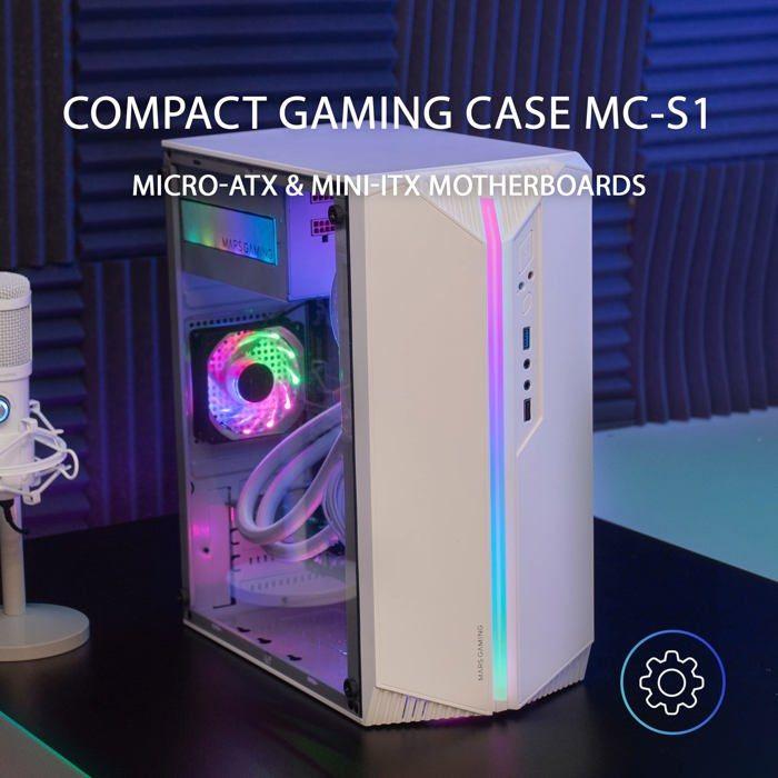 Boîtier ATX - Mars Gaming - MC-S1 - Blanc - Mini-Tour - ARGB - Micro-ATX/Mini-ITX