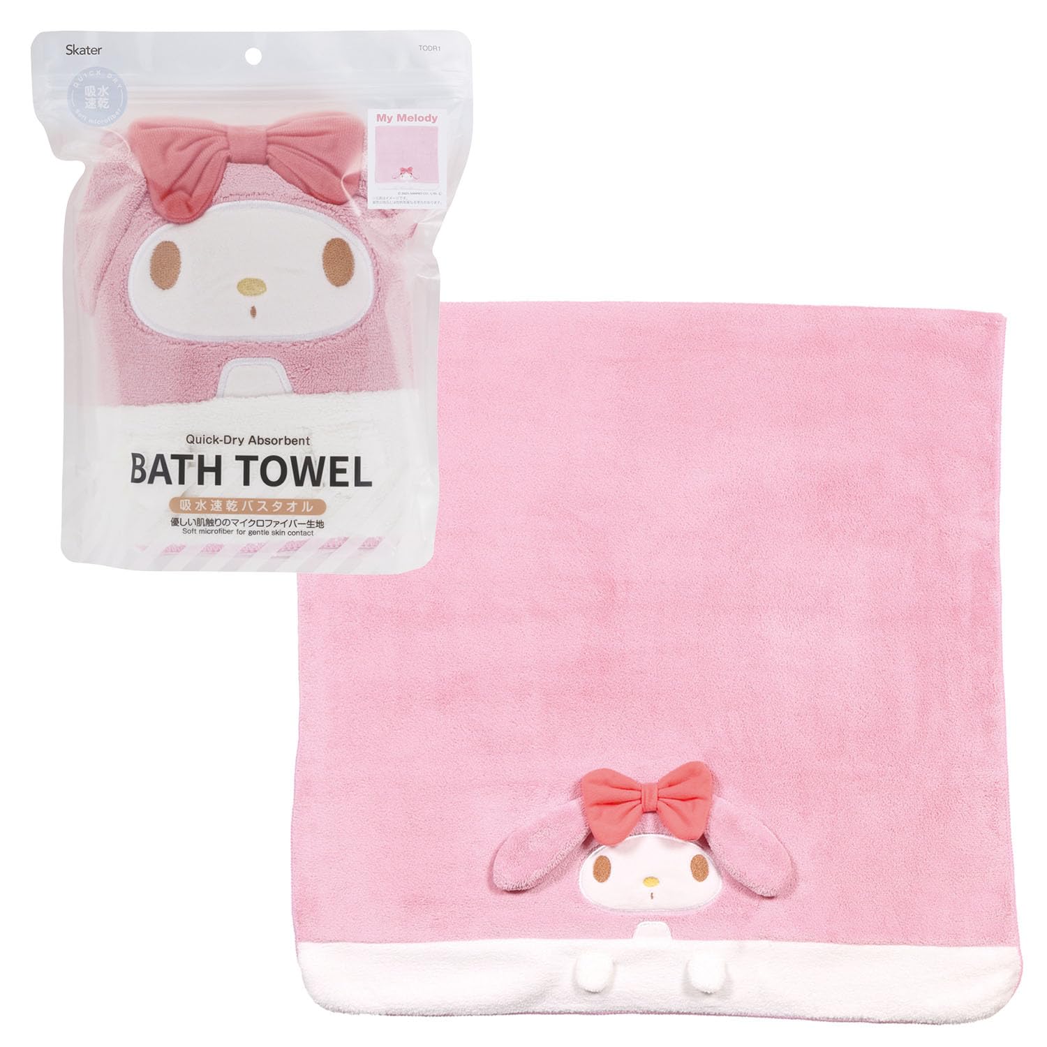 Skater My Melody Sanrio Absorbent Bath 60cm x Quick-Drying Towel, 120cm, TODR1-A