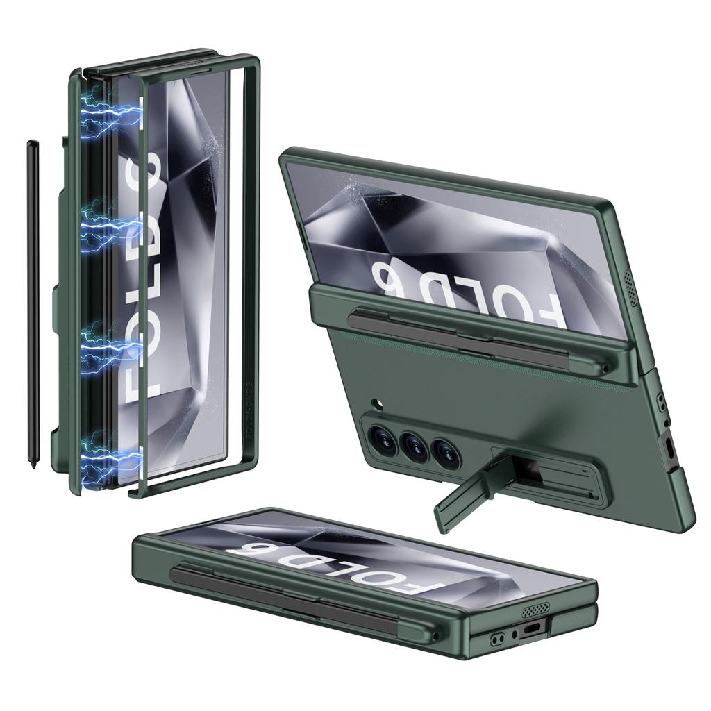 Samsung ZFold6 Mobile Phone Case Center Shaft Magnetic Suction Hinge Full Inclusive Pen Slot Anti-fall PC Hard Shell Fashion Folding Shell