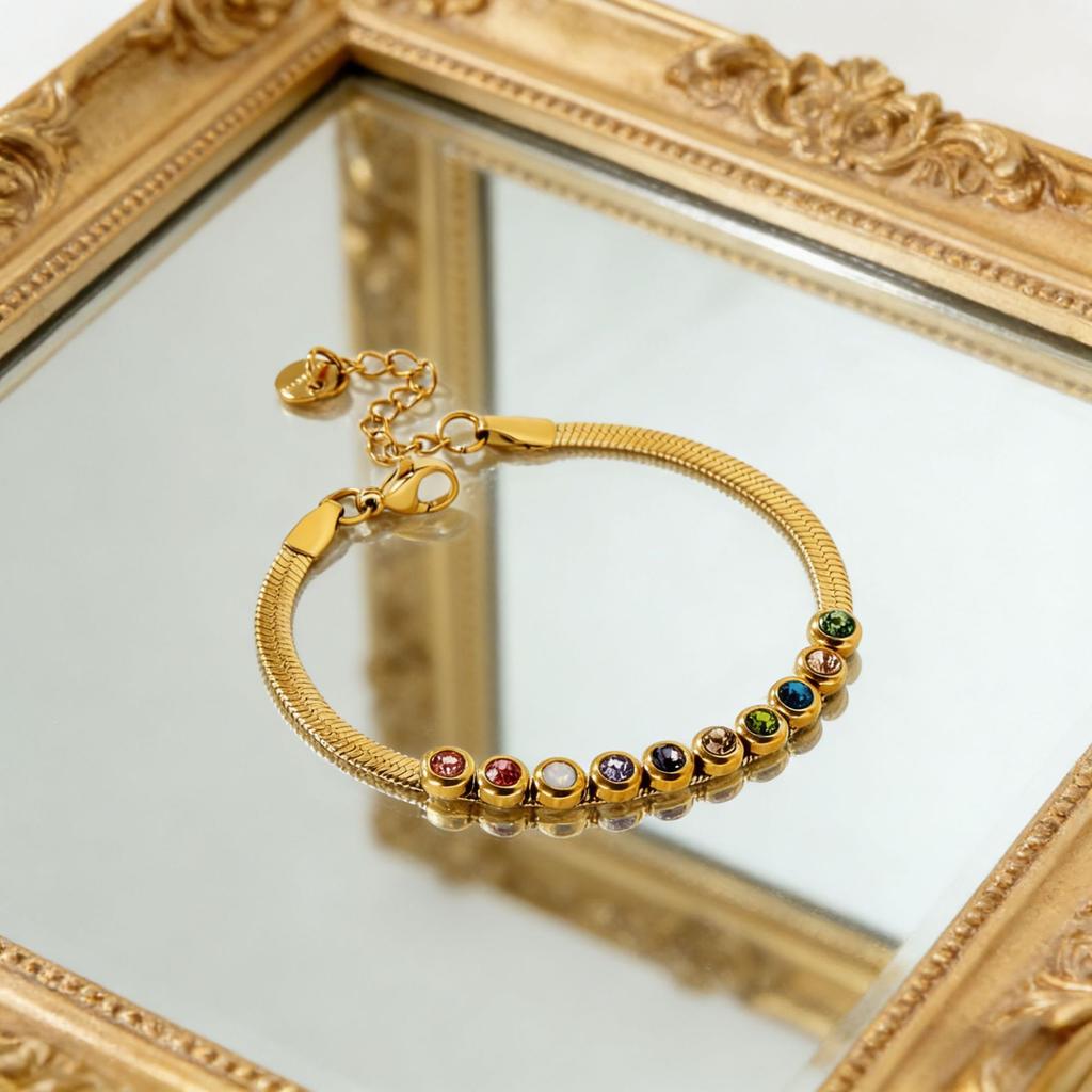 Jewelry Bracelet Blade Chain Sticky Mixed Color Round Diamond Bracelet Light Luxury Design Chain Stainless Steel Gold-plated Jewelry Women