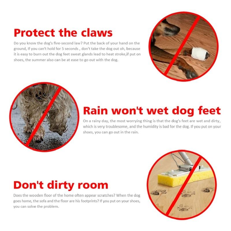 4Pcs Pet Dog Rain ShoesDog Booties Anti Slip Waterproof Dog Rain Shoes Thick Warm Dog Puppy Dog Socks Booties