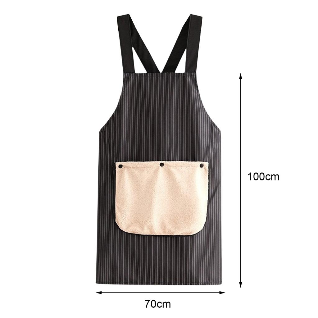 Waterproof Kitchen Apron with 2 Removable Towel Pockets No-Tie Cross Back Chef Apron for Men & Women Cooking Baking Grilling BBQ