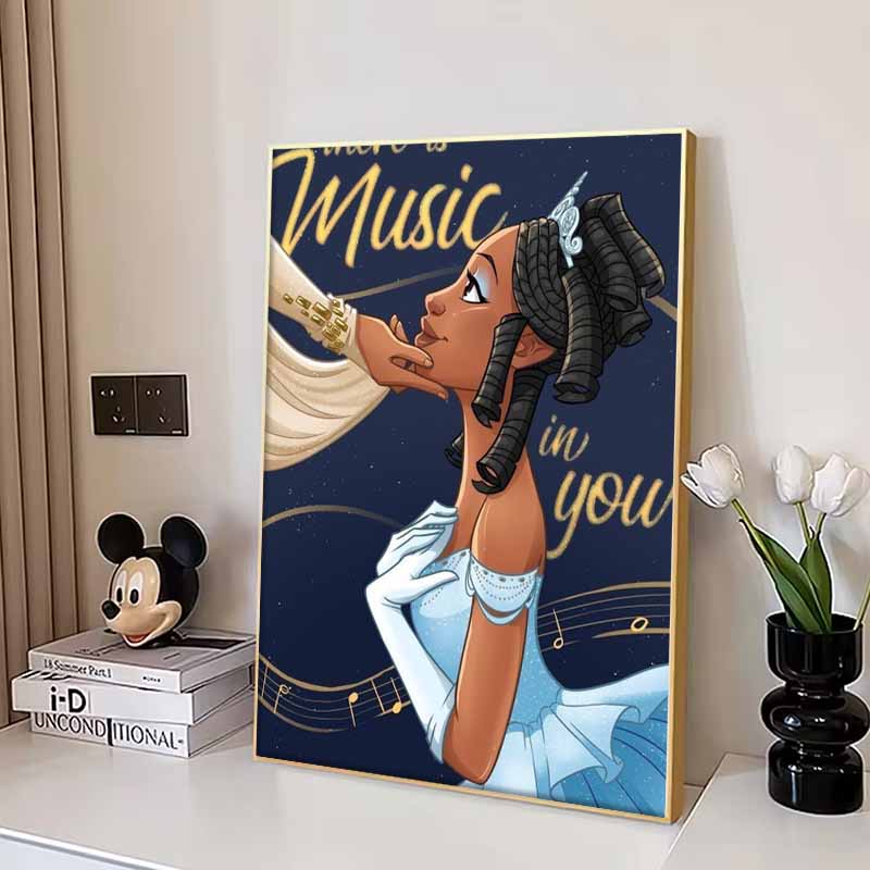Disney 5D DIY Diamond Painting Tiana Music Theme Illustration Embroidered Mosaic Cross Stitch Home Decor Gift Crafts
