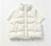 Popular knitted splicing vest short, cotton clothes vest women's stand-up collar loose jacket thickened rim clip