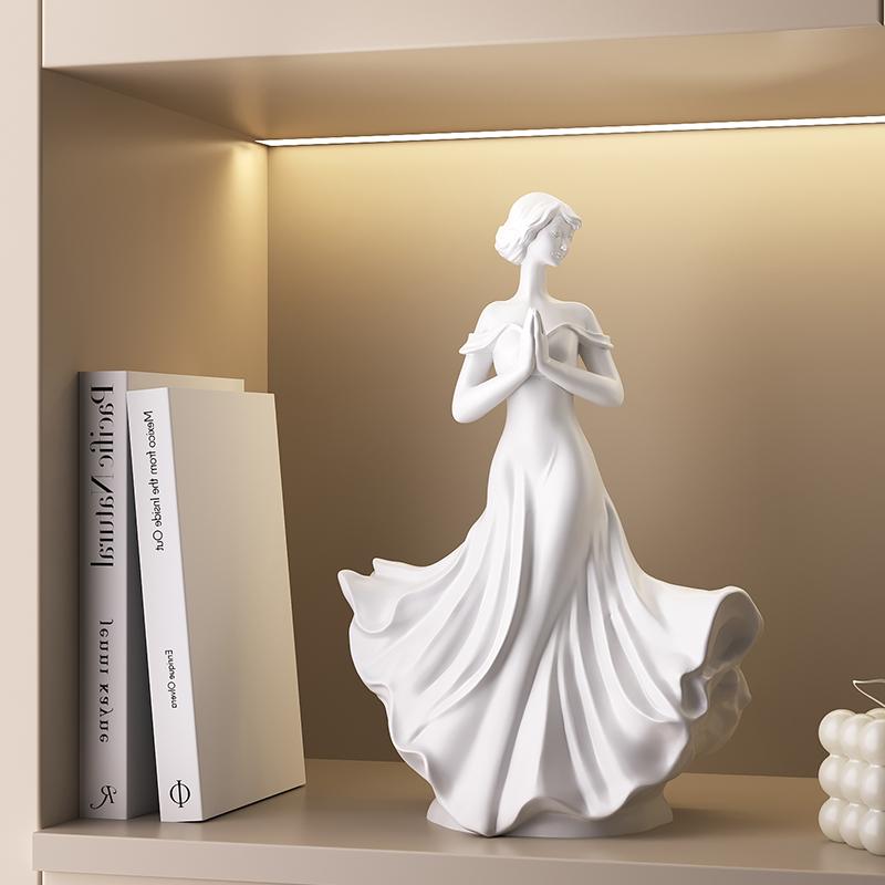 Modern minimalist shadow sculpture Character art ornaments Resin material white female figurine Study and home Decor Crafts