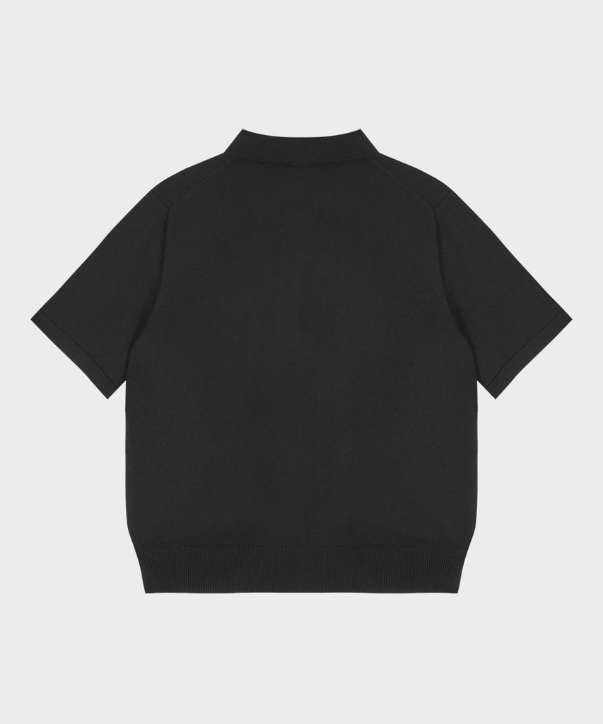 Teildeon Cotton Knit Polo Short Shirt Black
