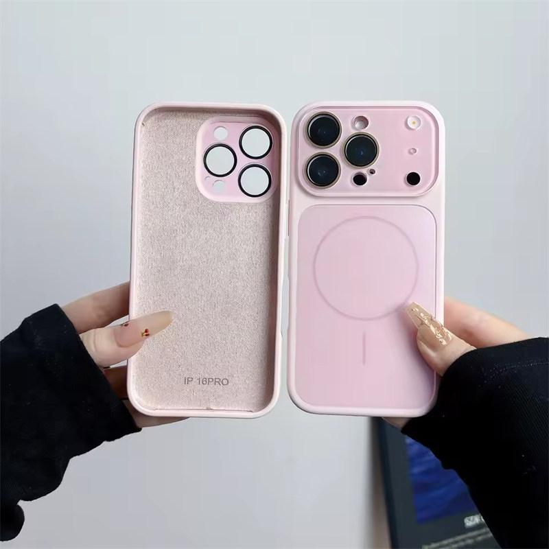 Large Window Liquid Silicone For Magsafe Magnetic Case For iPhone 17 16 15 14 13 Pro Max Camera Protection Shockproof Soft Cover