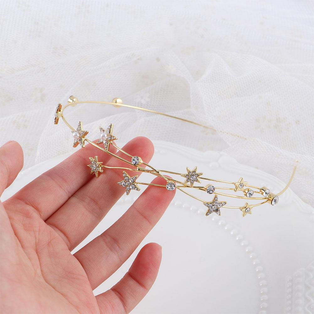 Hair Hoop Rhinestone Non-slip Girls Braided Tool Crystal Hairbands Hollow Leaves Star Headband
