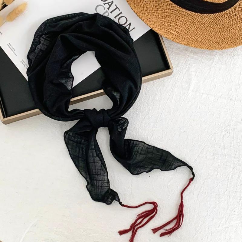 Silk scarf new literary and fashionable scarf retro cotton and linen scarf shawl high atmosphere triangle scarf waist