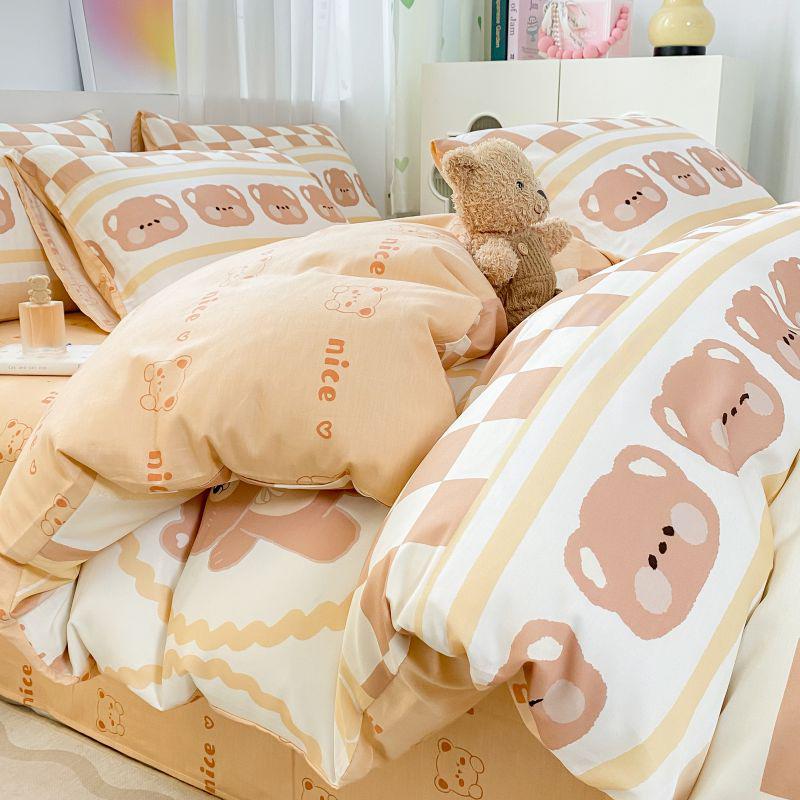 Sleep Grid 12868 Cotton Printed Four Piece Set