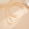 Wind Imitation Pearl Beads Stacked Necklace, Sweet And Cool Love Bow Elbow Collarbone Chain Necklace