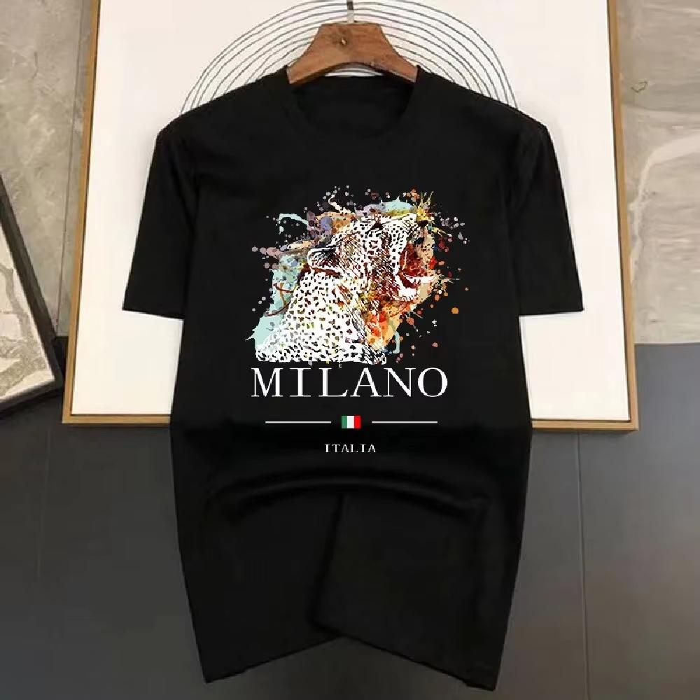 

Brand Summer Milano LettersPrint Y2kT-shirt Short Sleeved Luxury Tees Clothing Loose Pure Cotton Soft Tops Men Clothing T Shirts 4XL