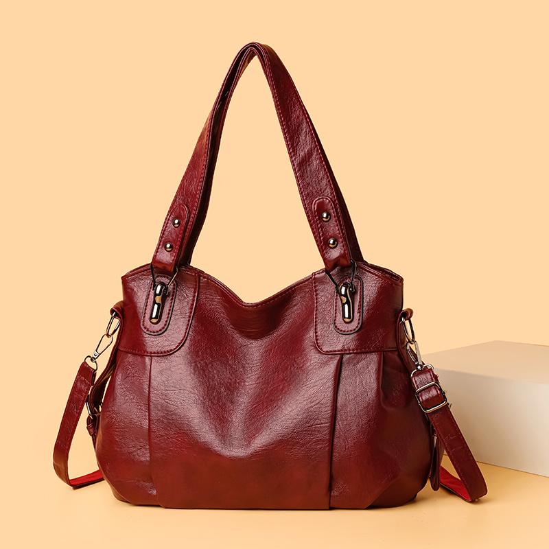 Vintage Women's Handbag Large Capacity Soft Leather Shoulder Bag Mother Bag