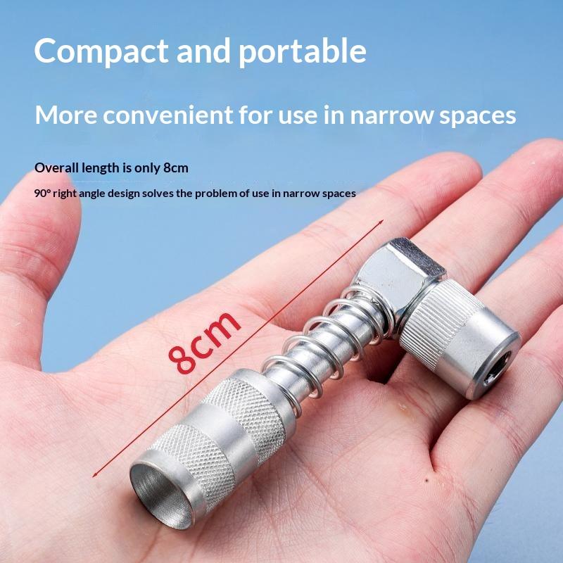 Grease Gun Nozzle 90 Degree Heavy Duty Alloy Steel Leak Proof for Narrow Space Home Garage Repair Use