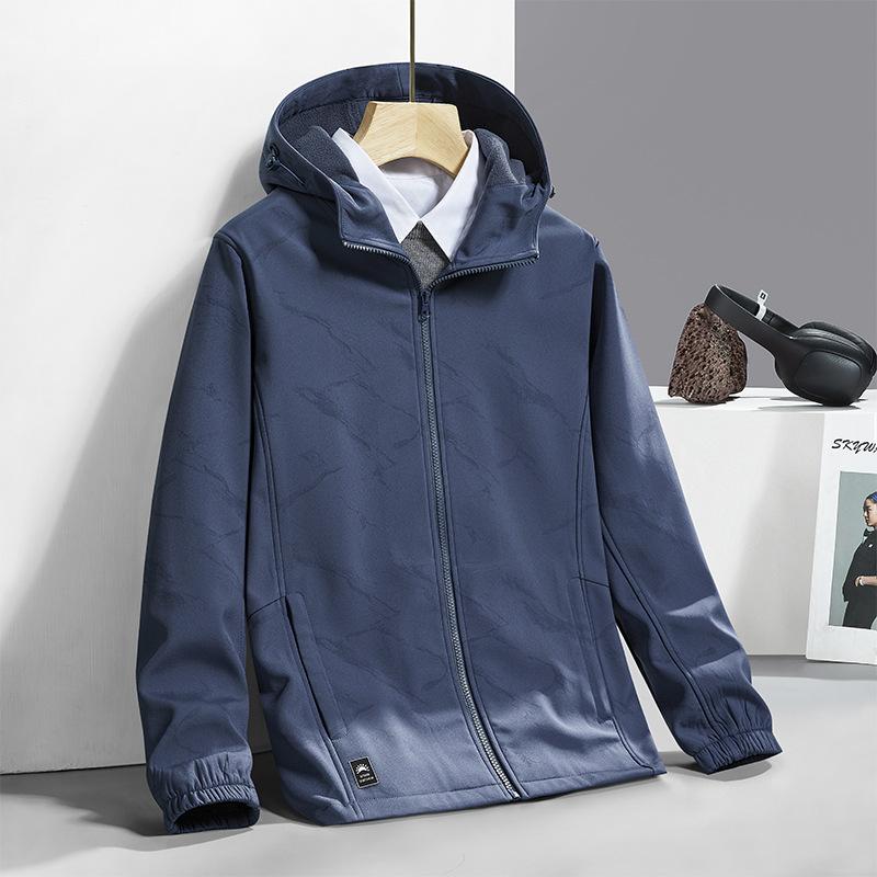 Outdoor Soft Shell Jacket Men's and Women's Fleece Hooded Trench Coat Camouflage Breathable Autumn and Winter Cold Mountaineering Jacket