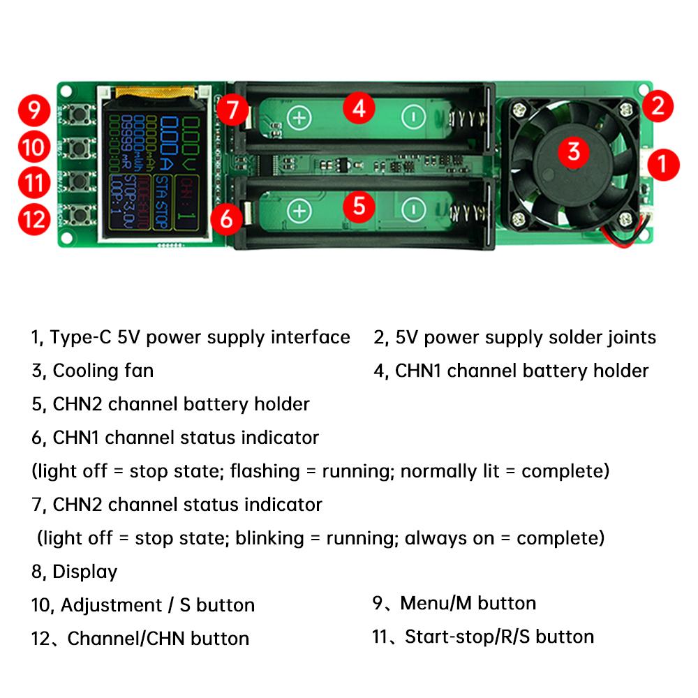 2/4/8 Channel 18650 Battery Capacity Resistance Tester Electronic Load Tester Automatic Charging and Discharging Module