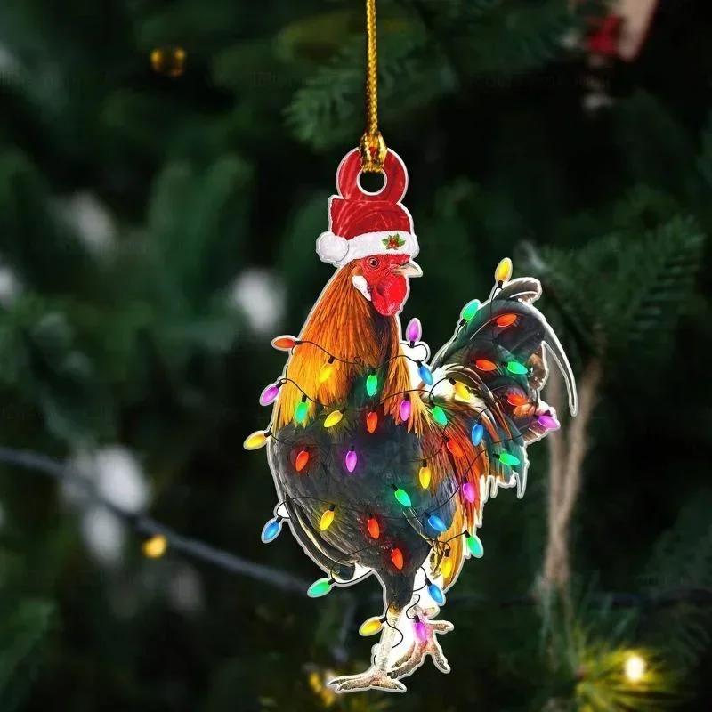 Nowe Dekoracje Świąteczne Akrylowa Zawieszka Kogut Jeleń Flaming Lew Zawieszka Dekoracje Festiwalowe Boże Narodzenie
