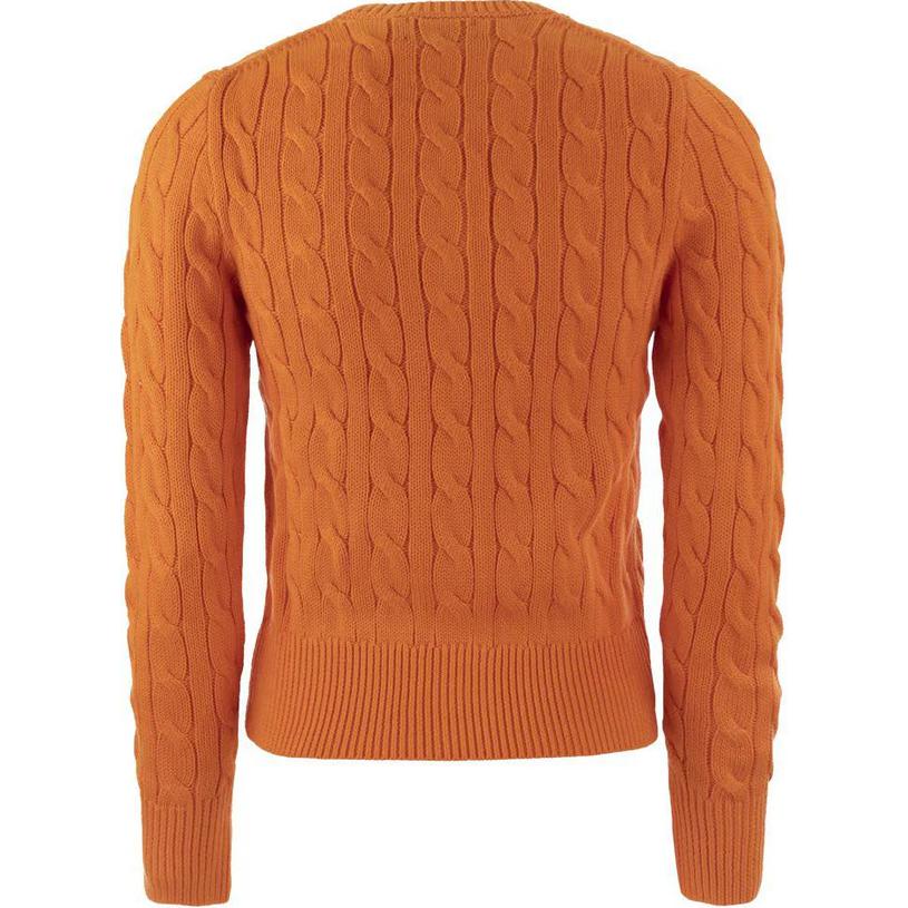 Polo Ralph Lauren Solid Color Logo Embroidered Round Neck Single-Breasted Short Sleeve Knit Sweater Women sweater Orange 211891643-008