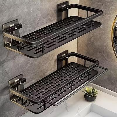 Wall Mounted Shower Rack Large Capacity No Drilling for Bathroom Kitchen Space Saving Easy Install Store Toiletries Cosmetics