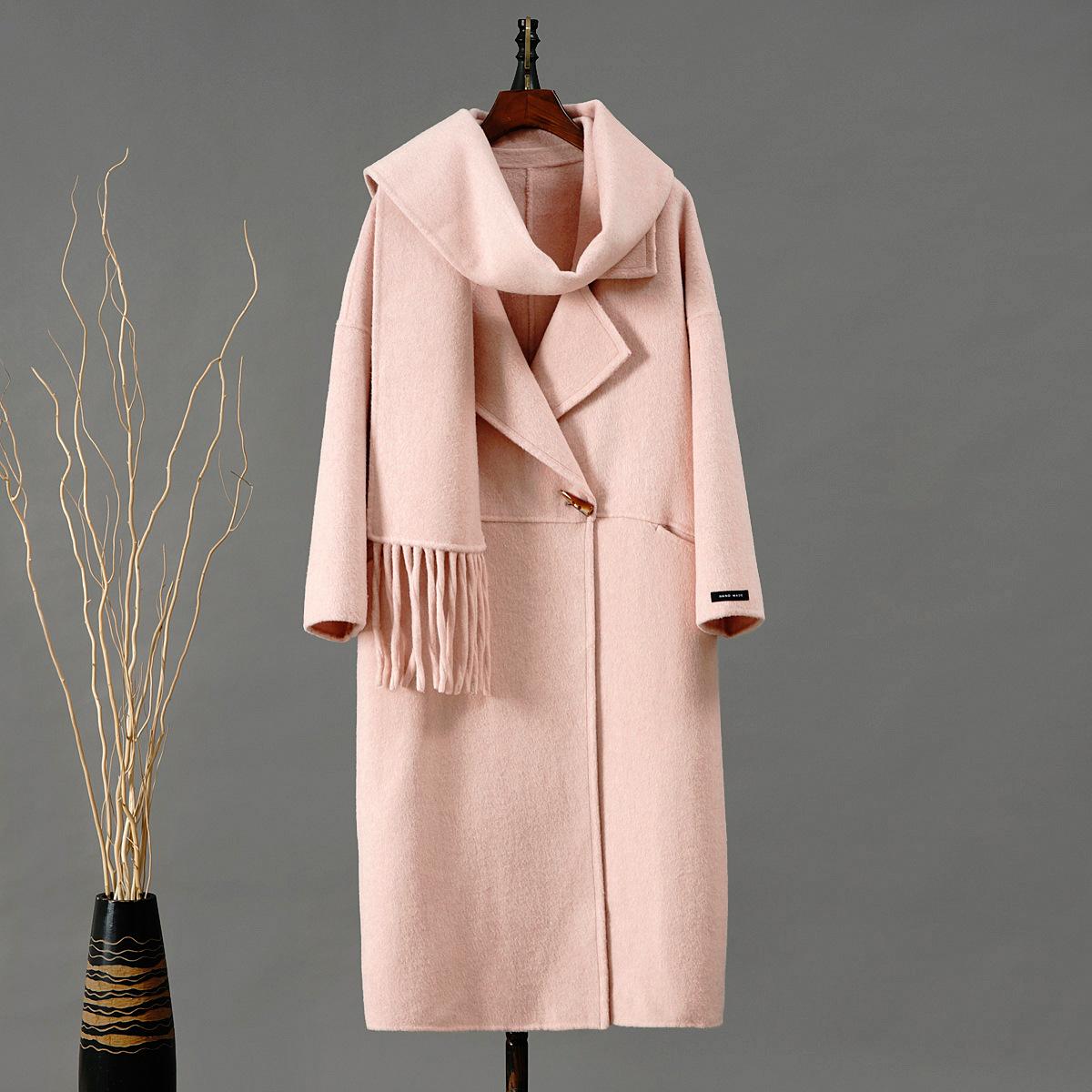 

Новое двухстороннее шерстяное пальто длинное корейский стиль свободное повседневное длинное шерстяное пальто S