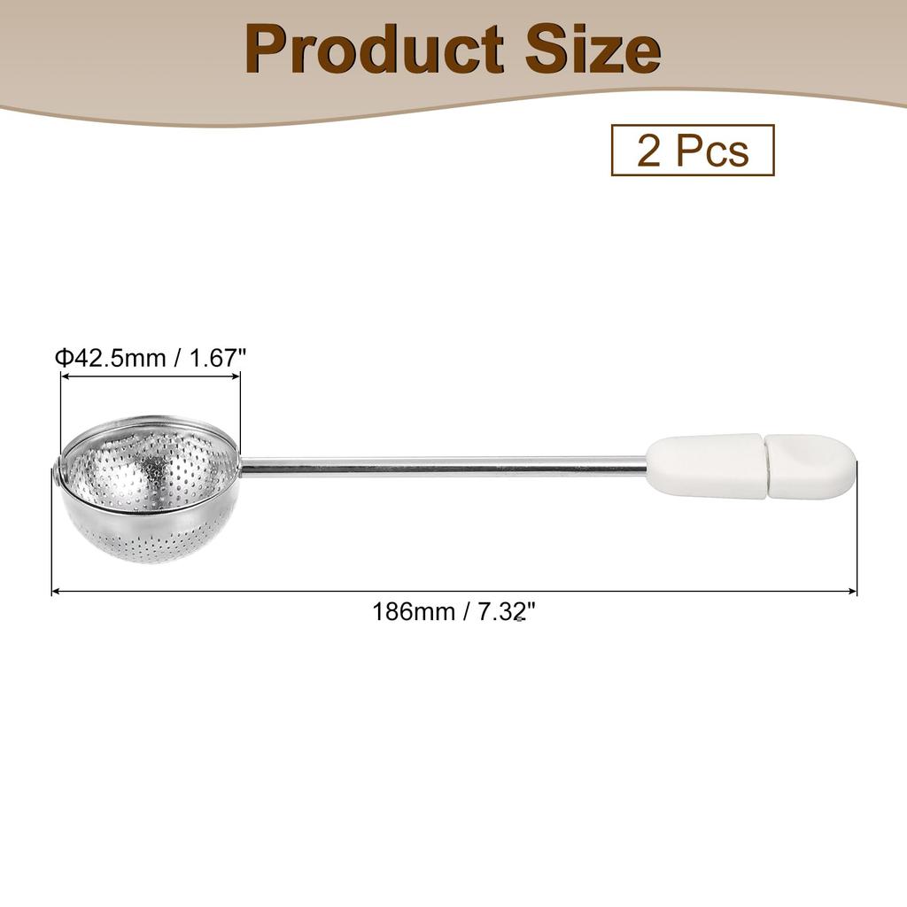 uxcell 2-Piece Tea Infuser Filter, Loose Tea Steeper, Stainless Steel Tea Strainer with Handle, Tea Ball for Loose Leaf Tea, White