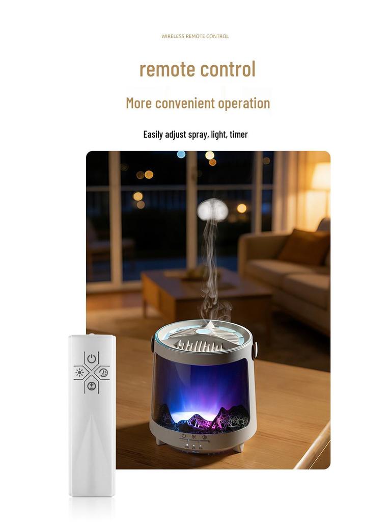 Aroma difuzér Aurora: Sedmibarevné světlo, Tichý zvlhčovač, Kroužkový ventilátor s medúzou, Difuzér vůně, Ideální dárek do ložnice