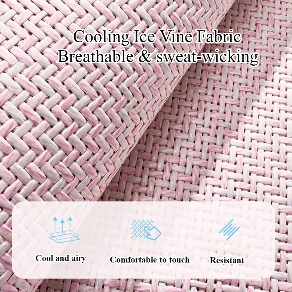 Breathable summer car seat cover - cool ice rattan weave, PU leather trim, lovely embroidery, suitable for One-piece seat
