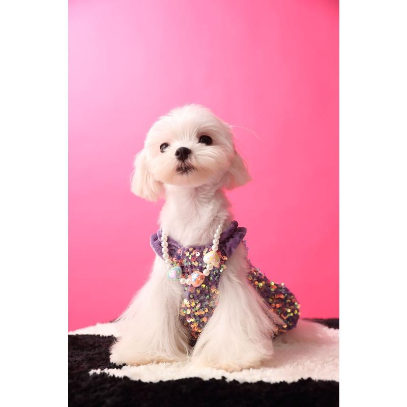 Dog Dresses for Small Dogs Party Sequins Velvet Dress for Dogs Girl Puppy Birthday Wedding Christmas Outfit Soft Pet Apparel Cute Chihuahua