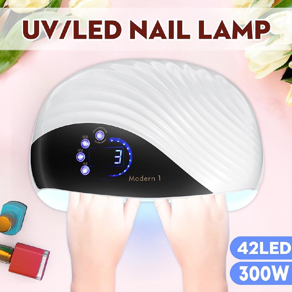 300W Professional LED Nail Lamp Quick Sensor Polish Gel Dryer Machine Double Light Source Infrared Intelligent 42Pcs