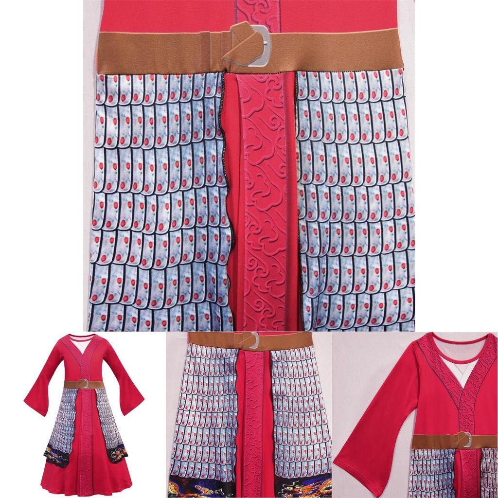Stunning Hua Mulan Red Princess Fancy Dress For Kids Halloween Party Outfit