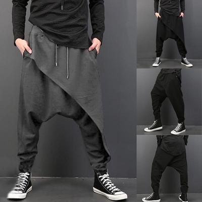 Domple Mens Sports Contrast Color Drawstring Casual Elastic Waist Long Pants