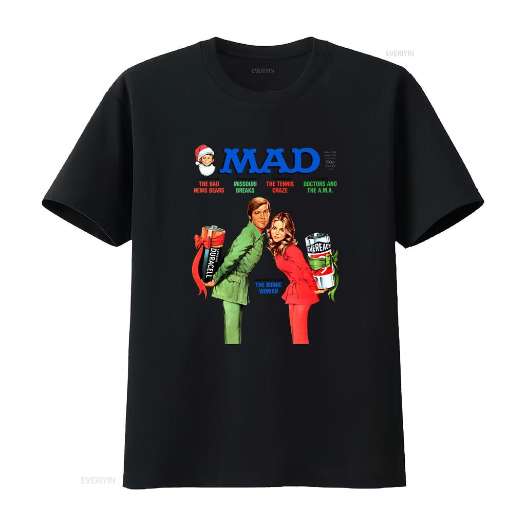 Vintage s Retro MAD Magazine Funny Bionic Couple Print Casual T Shirt vintage Washed Unisex graphic Comfortable Versatile