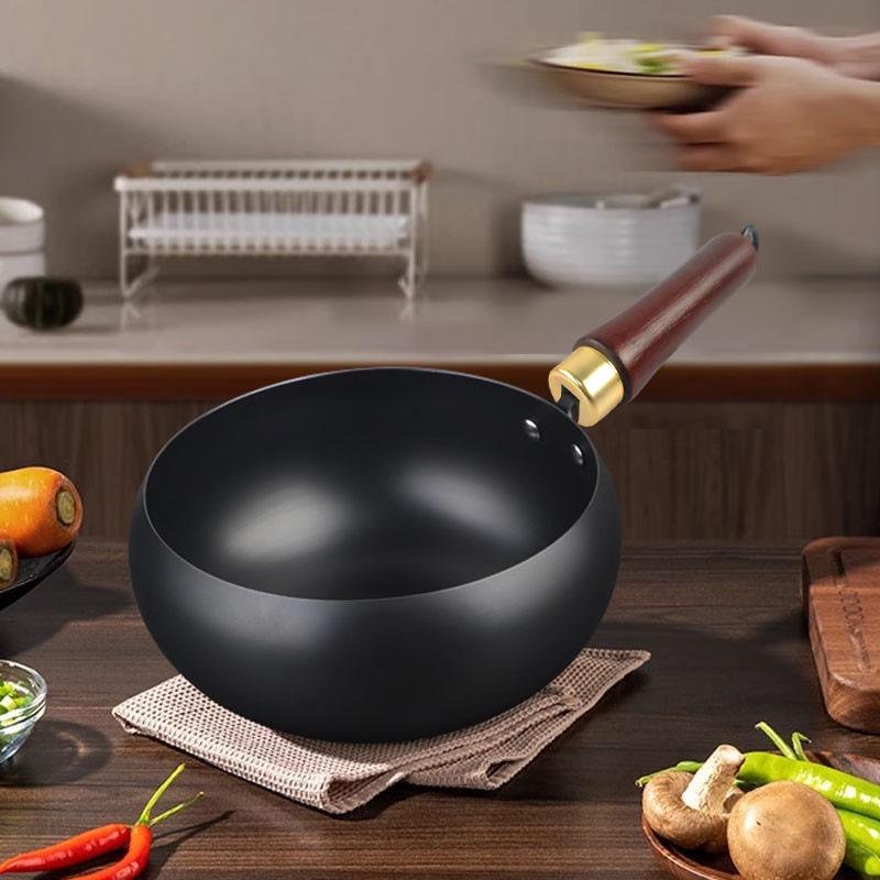Best-Selling Mini Deepened Wok: Non-Stick, Flat-Bottom Iron Stir-Fry Pot with Classic Design