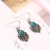 Hot Bohemia Earring 925 Sterling Silver Hook Hanging Dangle Earrings Colorful Glaze Natural Stone Long Drop Earrings for Women