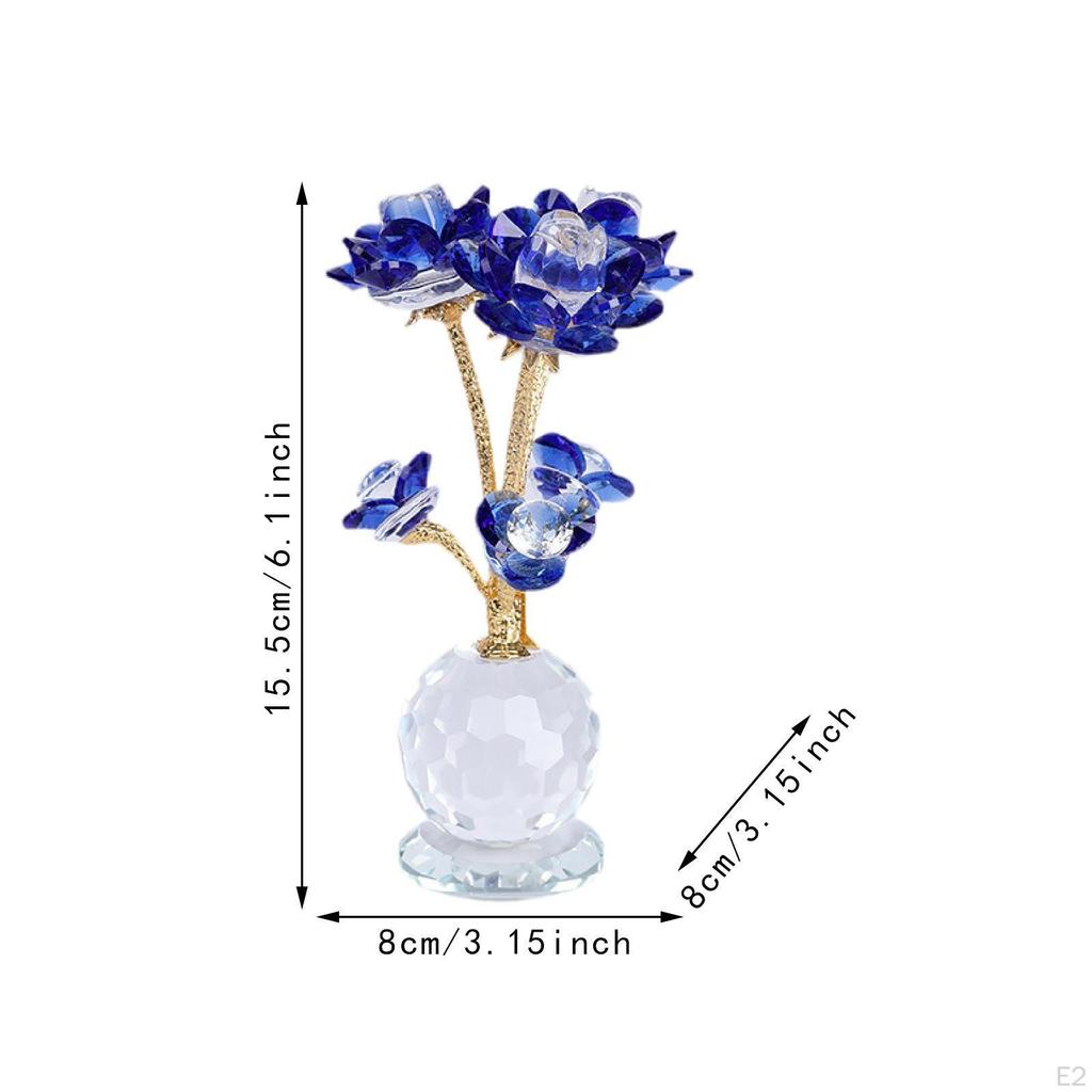 Lotus Flower Figurine Artwork Glass Statue for Cabinet Wedding Shelves