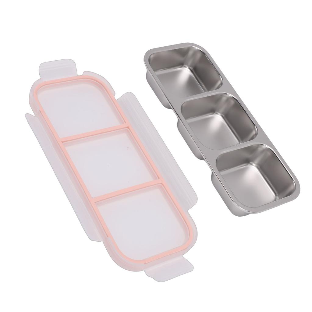 Snack Container   Proof Stainless Steel 3 Compartments Easy Cleaning Metal Snack Container