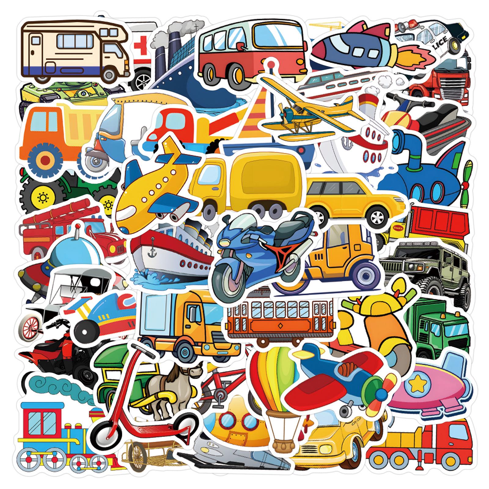 Waterproof Transportation Cartoon Stickers: Cars & Airplanes for Suitcases & Notebooks (55-110 Pieces)