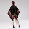European and American Style Women's Pashmina Fashion Wraps Striped Split Shawl Jacquard Cape Winter Warm Cloak