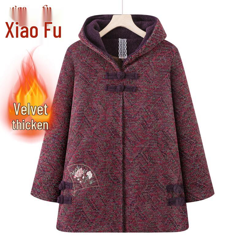 

Женское клетчатое флисовое зимнее пальто с капюшоном Xiaofu 5XL