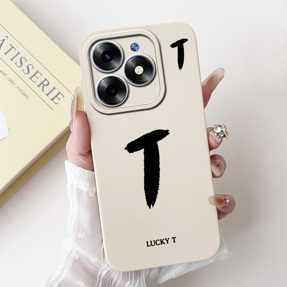 For Tecno Spark Go 2024 Case BG6 BG6i Pop 8 Simple A Z Letters Silicone Camera Protection Funda On Tecno Spark 20 20C Back Cover