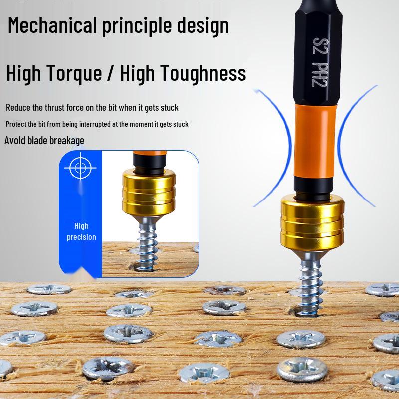 Magnetic Ring Electric Screwdriver Drill Bit - Single-head, Anti-slip, Alloy Steel S2, Strong Magnetic Phillips.