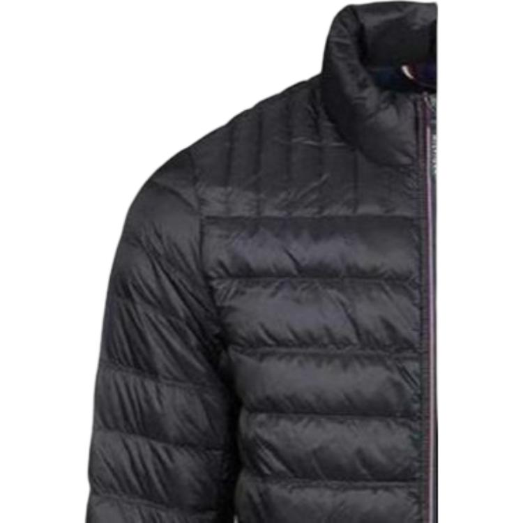 Tommy Hilfiger Solid Color Zip Stand Collar Long Sleeve Down Jacket Men Outerwear Black 158AN296-BLK
