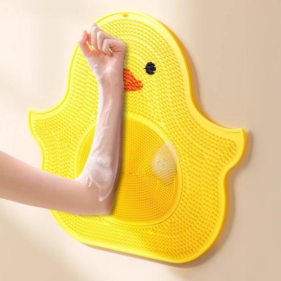 Foot Rub Mat Little Yellow Duck Design Silicone Foot Mat Anti-Slip Suction Cup Bottom Dead Skin Remover Bath Pad
