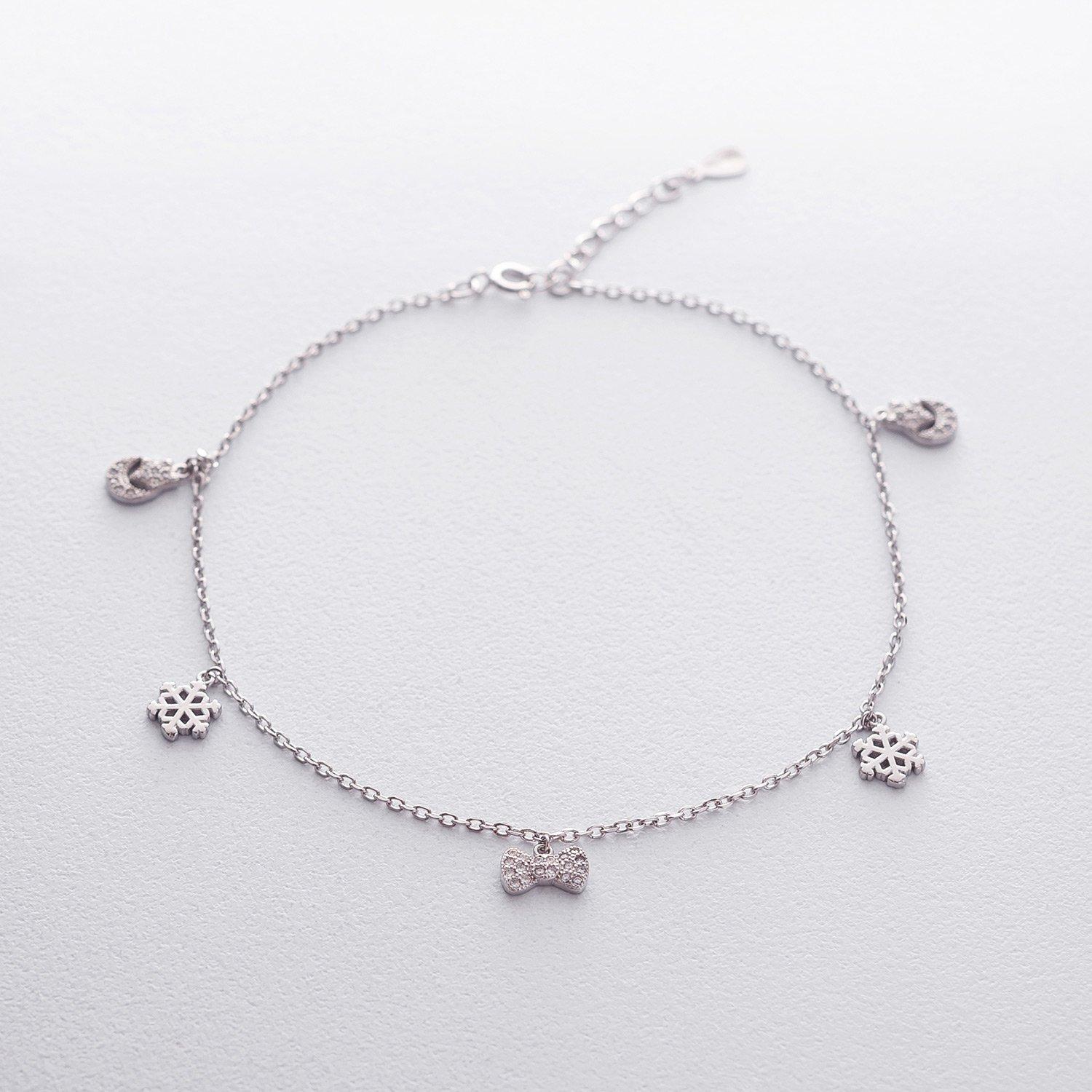 

Срібний браслет на ногу з фіанітами Oniks 28 cm срібний