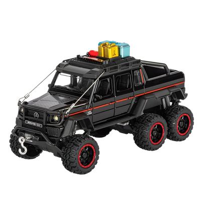 Reisversie 1/24 Benz G63 6*6 Band Velg Pick-up Auto Model Diecasts Metaal Off-Road Voertuigen Auto Model Geluid Licht Kinder Speelgoed Cadeau
