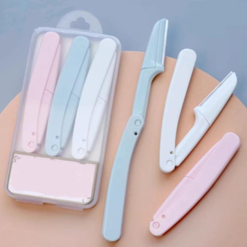 Folding Eyebrow Trimmer, Eyebrow Scraper, Shaving Knife Beginner's Set, Beauty Tools, Replaceable Blade Beauty Tools