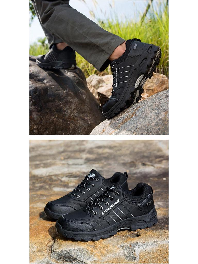 Men's and Women's Non-Slip Hiking Shoes - Plus Size, Autumn/Winter, Velvet-Lined