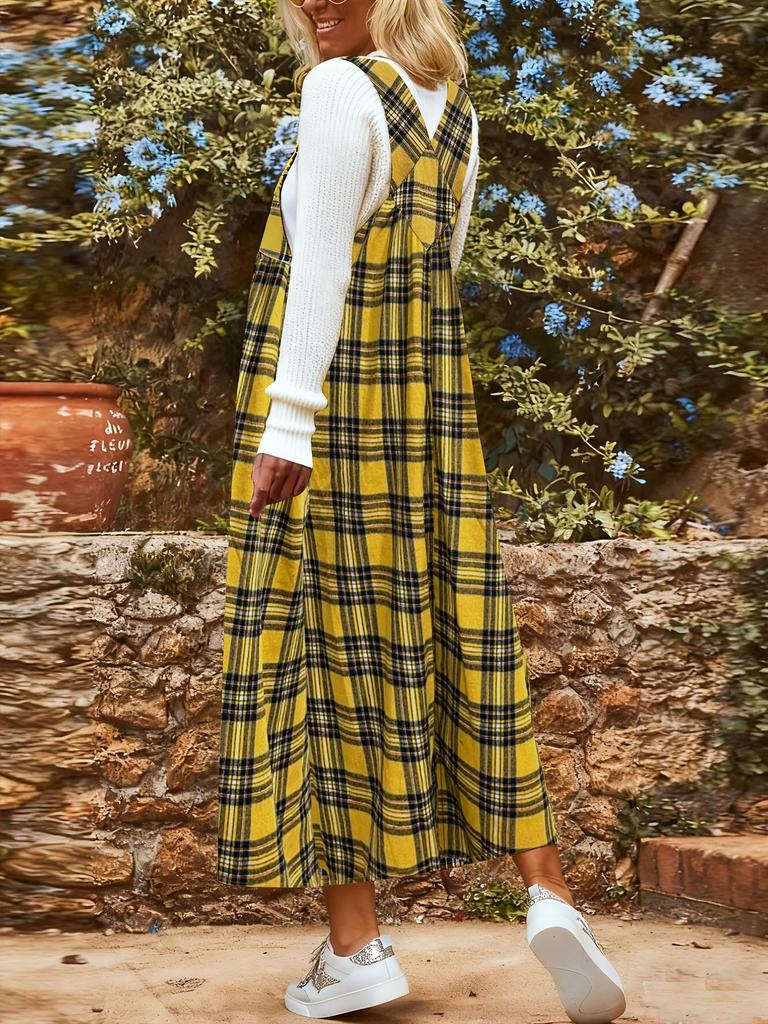 Büyük Beden Kadın Ekose Moda Elbise - Yeni Stil